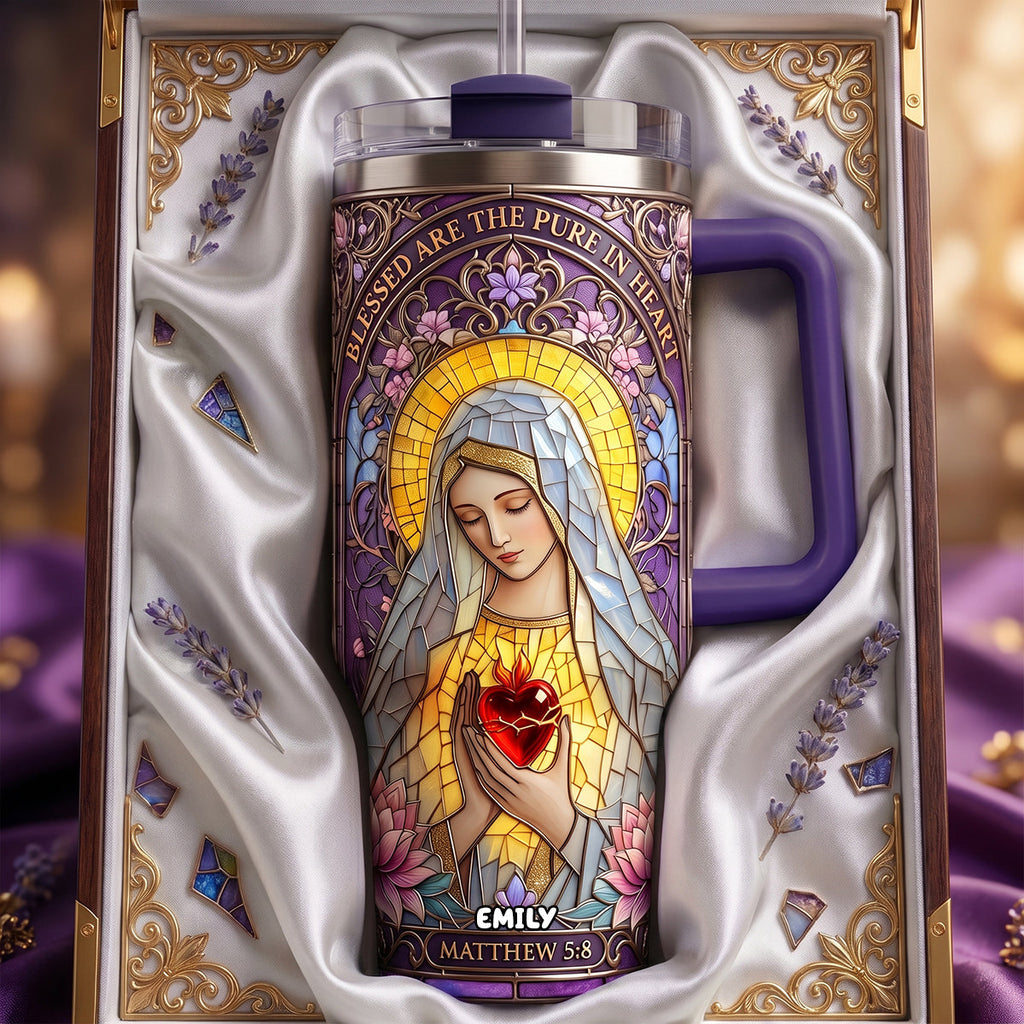 Blessed Pure Heart Tumbler With Handle - Personalized Gifts For Christian 02padh300626