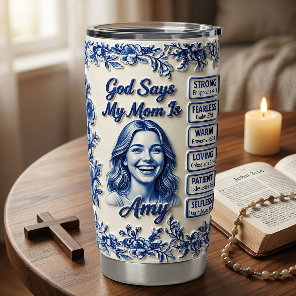Toile De Jouy Christian Tumbler - Custom Photo Gifts For Mom And Grandma 01tylu030426