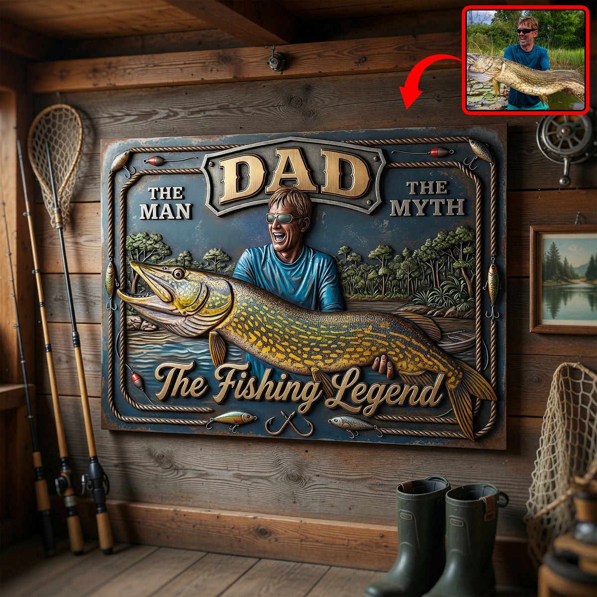 Custom Photo Fishing Dad Print Metal Sign - Personalized Gifts For Dad 06huqn040526
