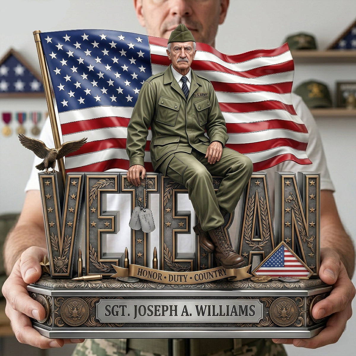 Proud Veteran Custom Photo Acrylic Plaque Tribute 03TYLU060426
