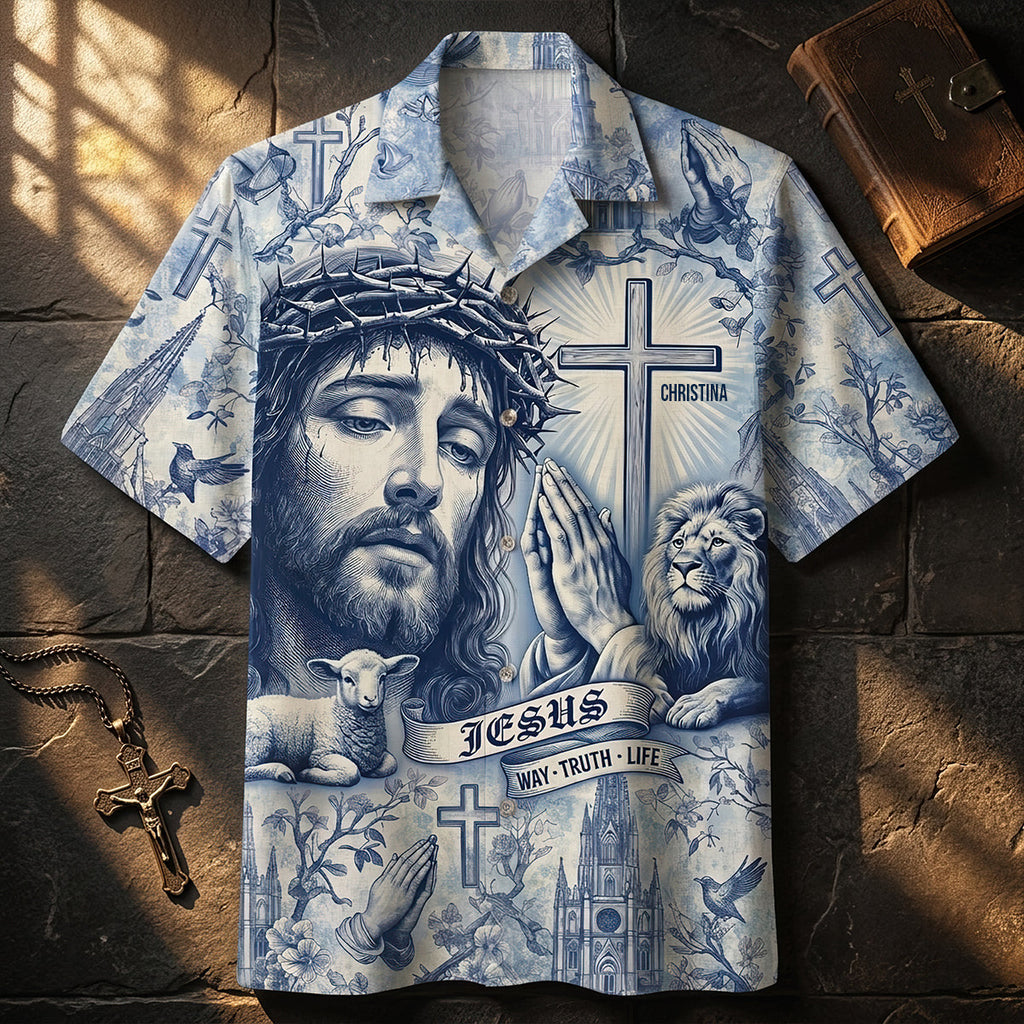 Jesus Toile de Jouy Hawaiian Shirt - Personalized Gifts For Christians 04hudt170626