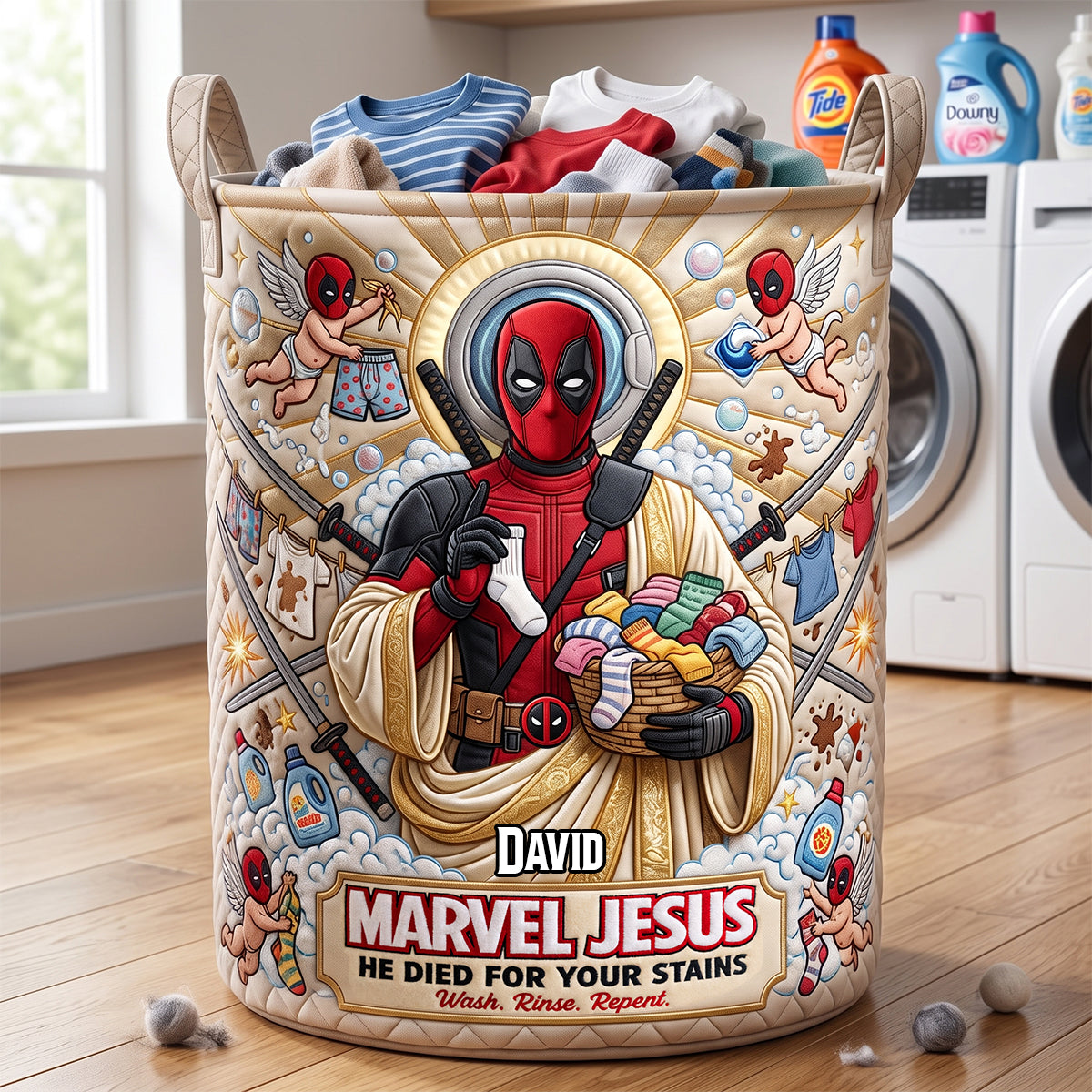 He Died For Your Stains Quilted Laundry Basket - Personalized Gifts For Christians 04patn110726