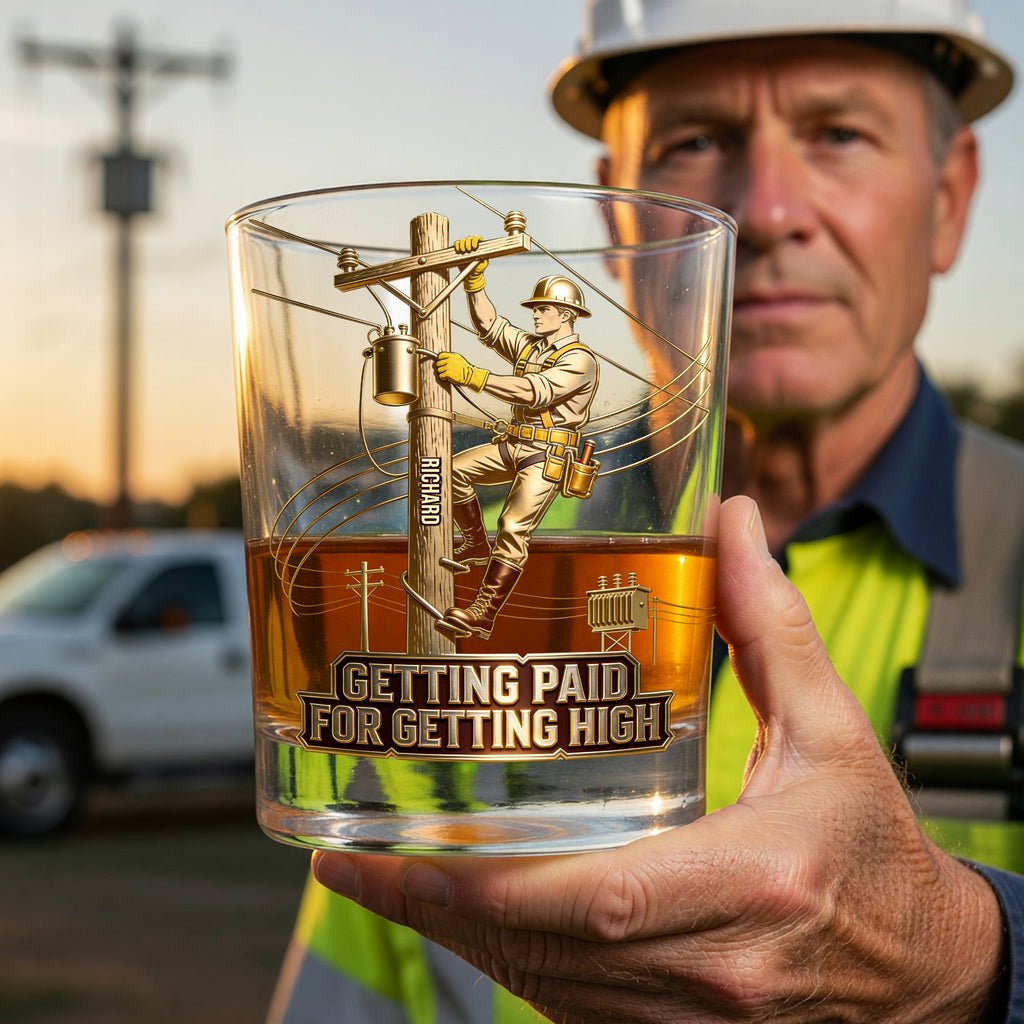Proud Lineman Round Glass - Personalized Gifts For Workers 01PGQN100626