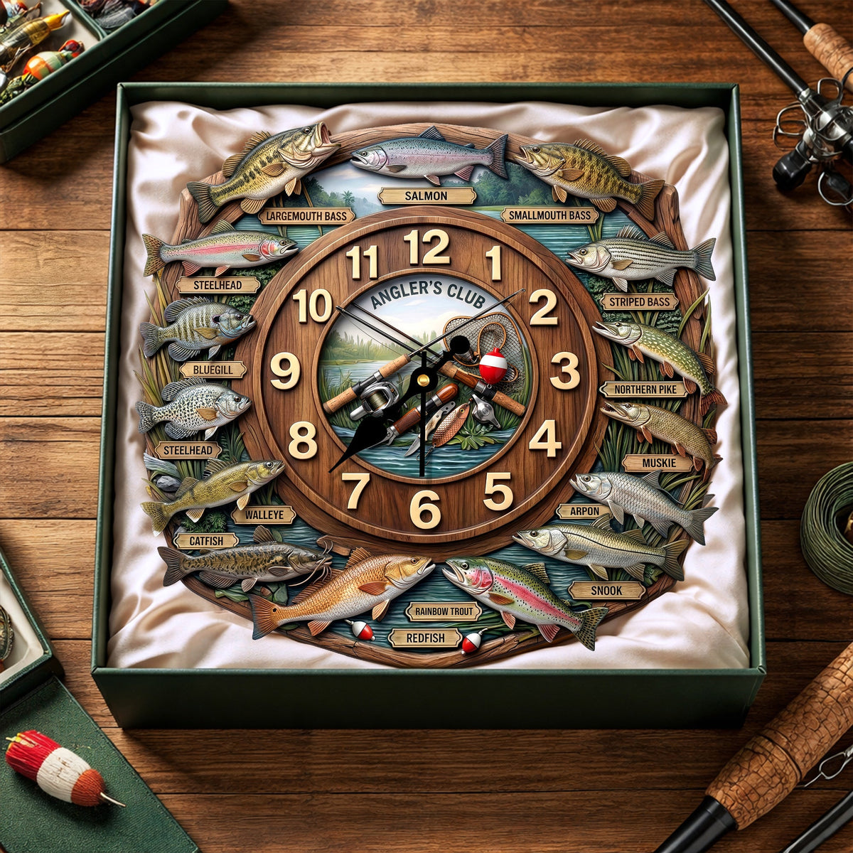 Fishing Lover Clock - Personalized Gifts For Fishing Lover Acrylic Hanging Wall Clock 01HULU250326