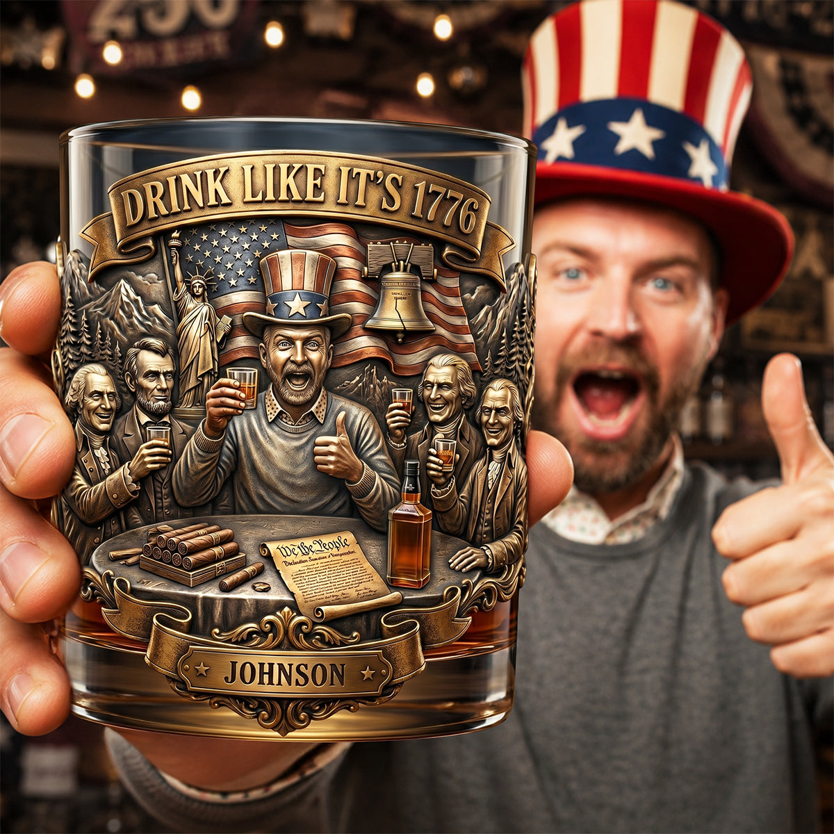Fun Freedom Party Drinking Glass - Custom Photo Gifts For Patriots 02qhta270526