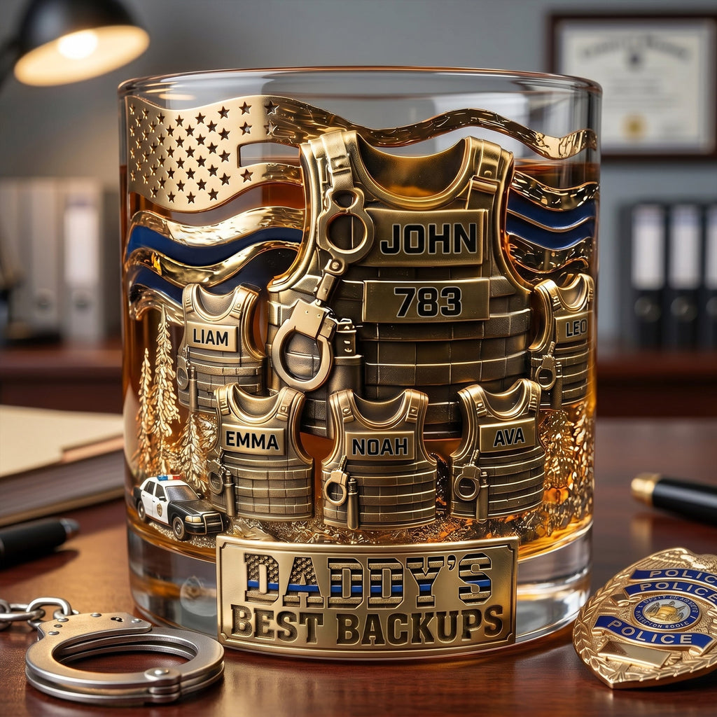 Legendary Police Dad Round Glass, Personalized Gifts For Police Officer, Sheriff, Captain Dad 04qhlu270526