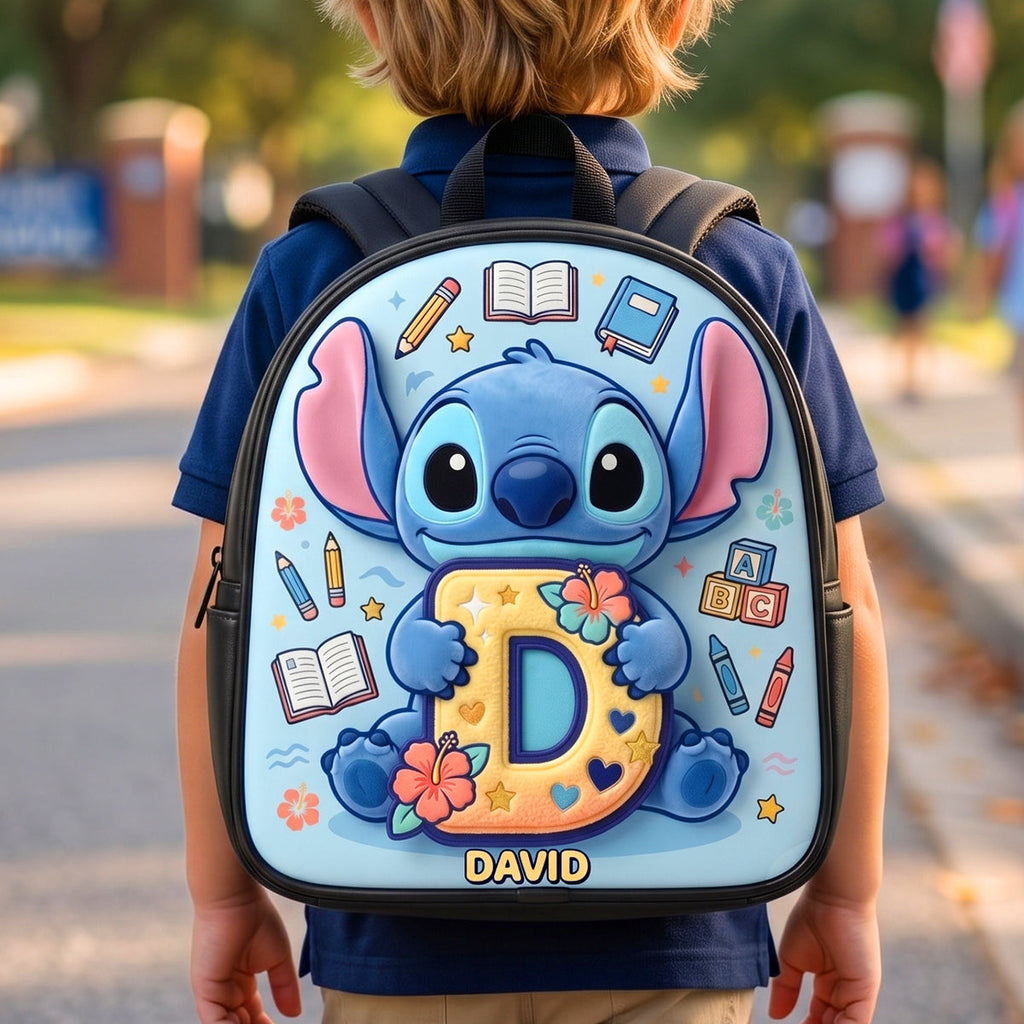 Alphabet Cute Alien Backpack - Personalized Gifts For Kids School Bag 02natn290626