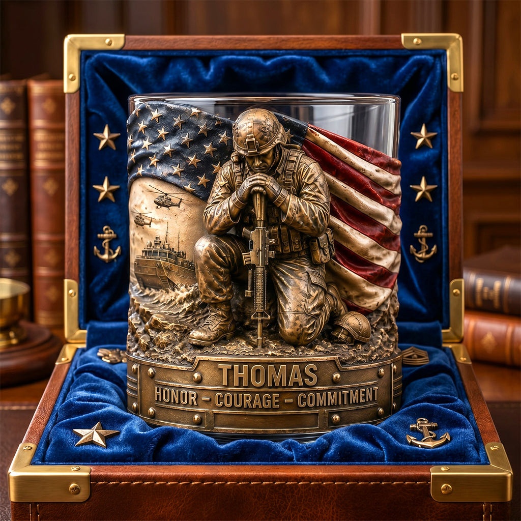 Freedom & Honor Round Glass Personalized Gifts For Veteran 03TODH270526