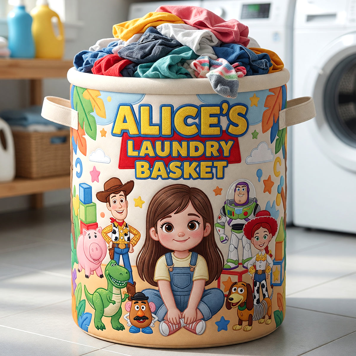 Lovely Characters Quilted Laundry Basket - Custom Photo Gifts 04natn090726