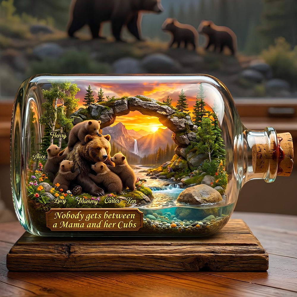 Mama Bear And Kids In Miniature Ecosystem Acrylic Plaque - Personalized Gifts For Mothers 01todt270426