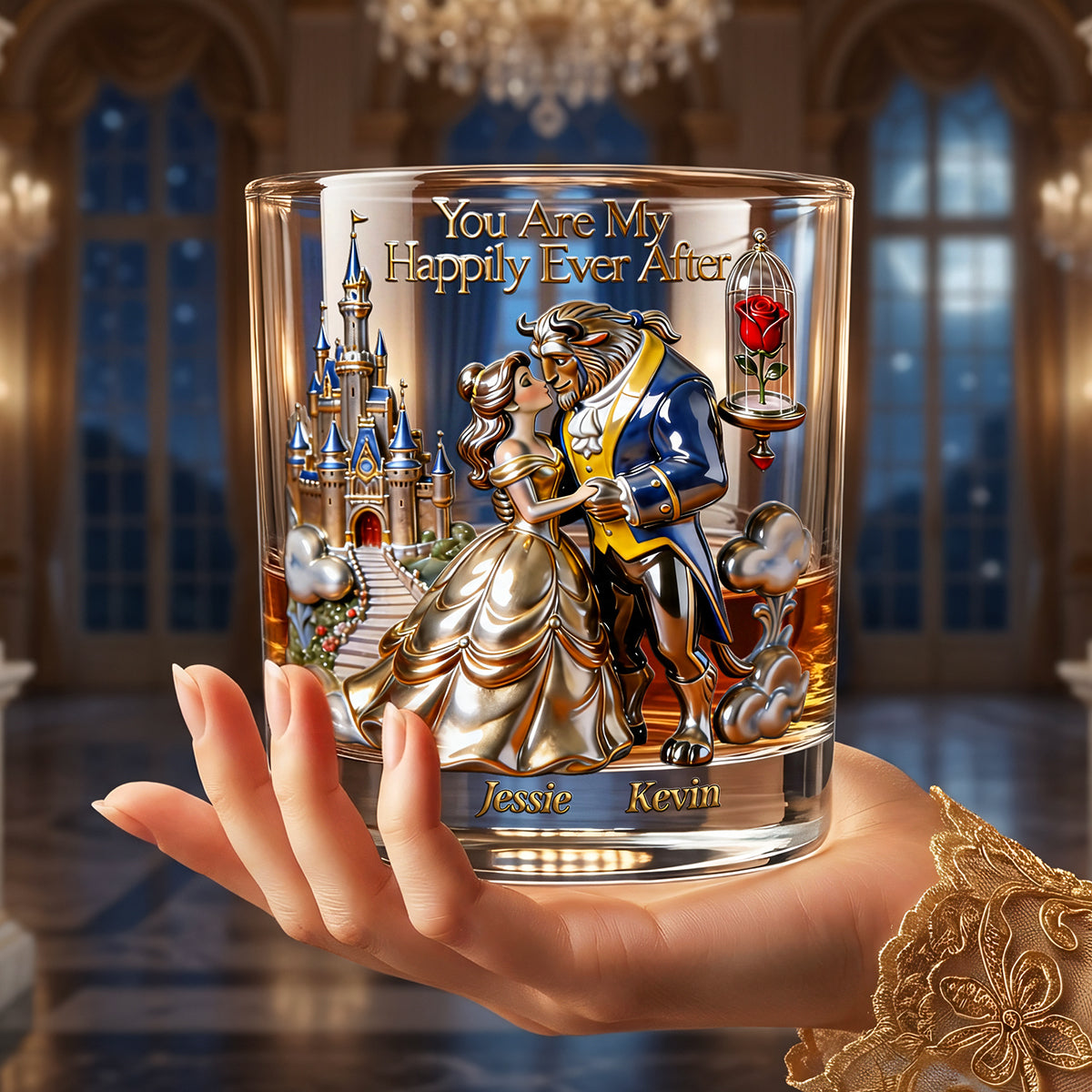 Romantic Couple Round Glass - Personalized Gifts For Couple 02OHTA150626