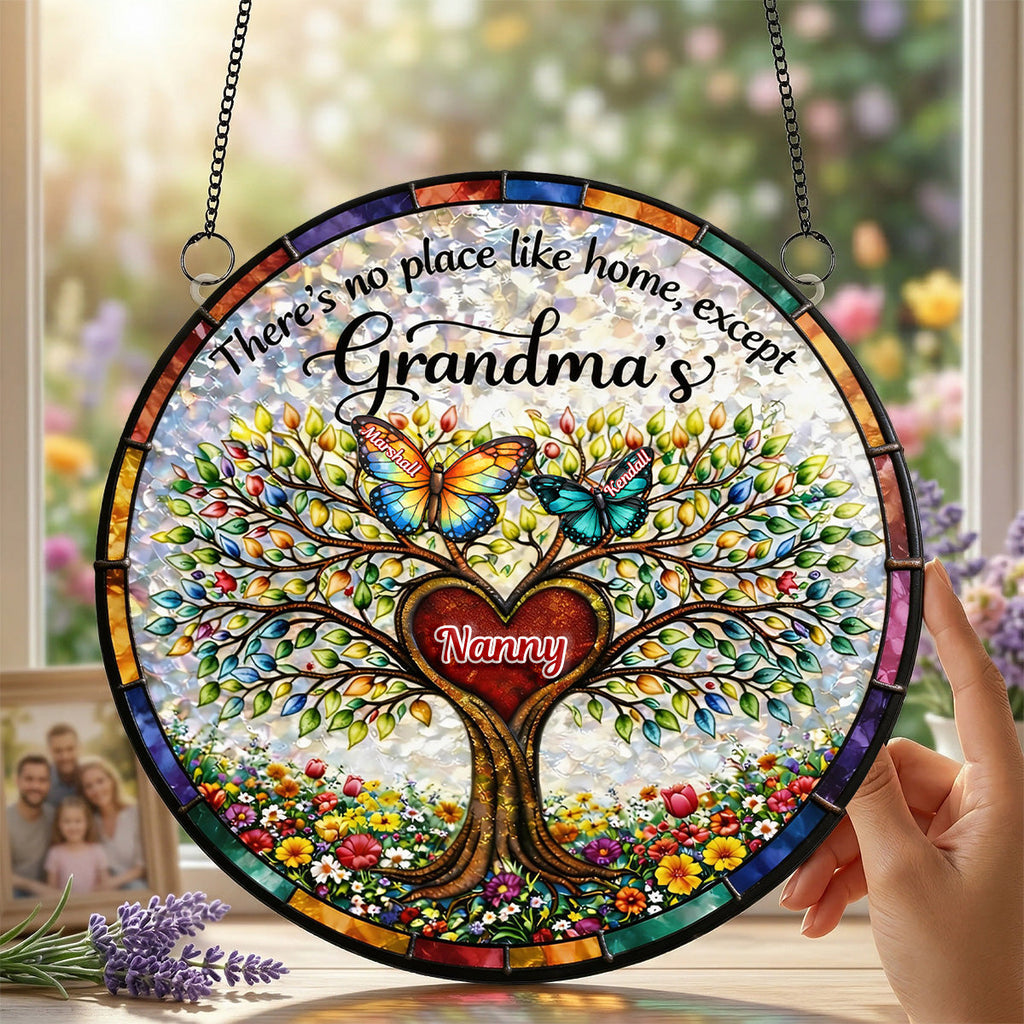 Butterfly Family Tree Suncatcher Ornament - Personalized Gifts For Grandma 06tymg040326