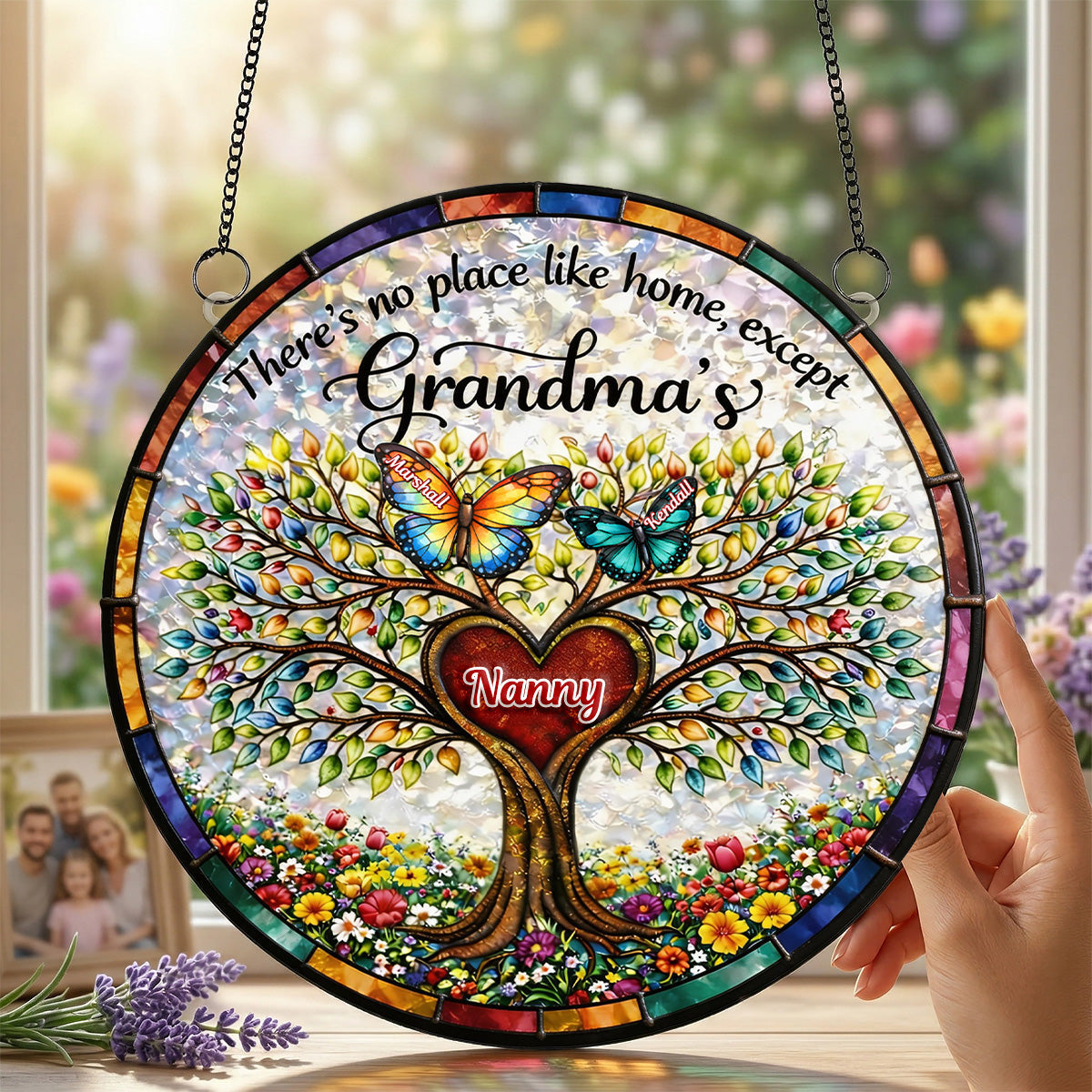 Butterfly Family Tree Suncatcher Ornament - Personalized Gifts For Grandma 06tymg040326