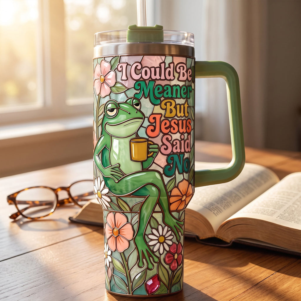 Jesus Mean Frog Tumbler With Handle - Personalized Gifts For Christian 01PAQN170726