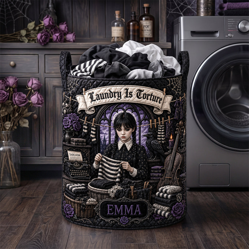 Dark Gothic Girl Laundry Basket - Personalized Gift 04HADH110726