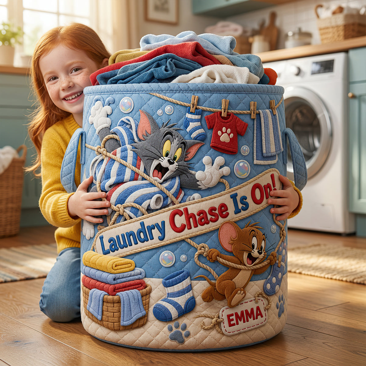 Playful Quilted Laundry Basket - Personalized Gifts 02hadt180726