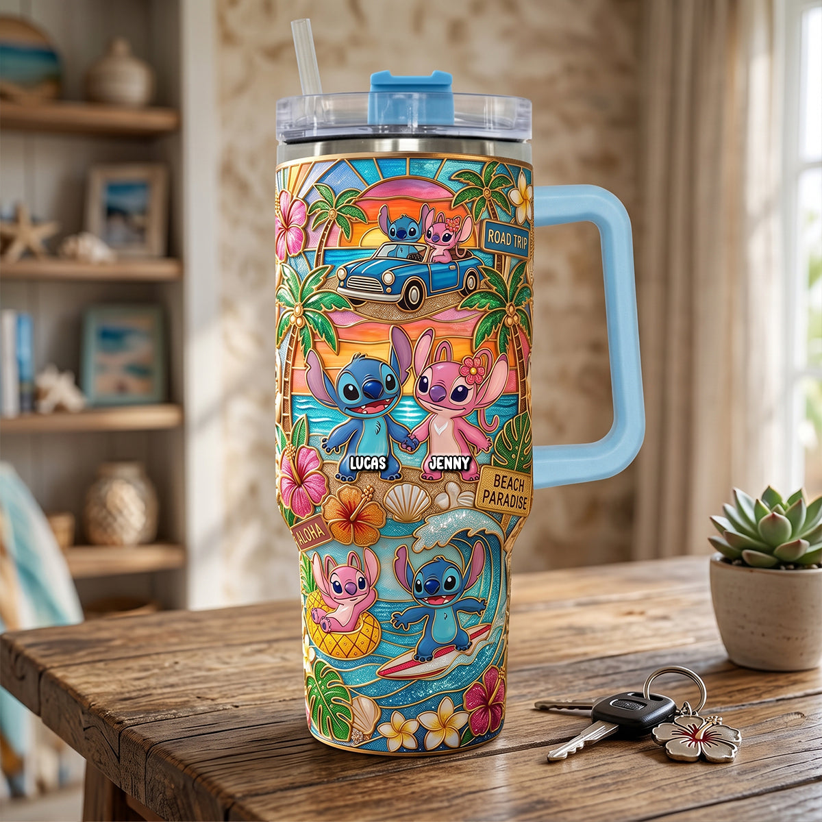 Couple Summer Vibes 40oz Tumbler With Handle - Personalized Gifts For Couples 02patn300626