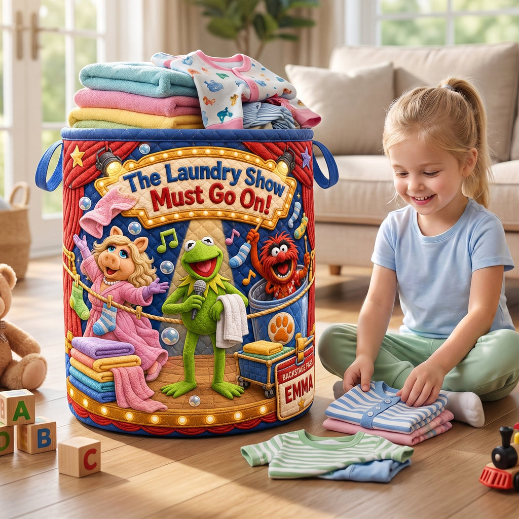 The Laundry Must Go On Quilted Laundry Basket - Personalized Gifts 03haqn180726