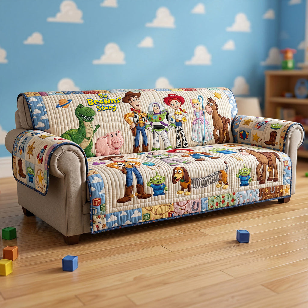 Cartoon Lovers Sofa Cover - Personalized Gifts 02huta220626