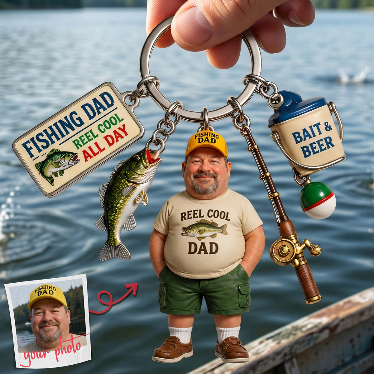 Custom Photo Fishing Dad Tag Keychain - Personalized Gifts For Dad 03tyta280426