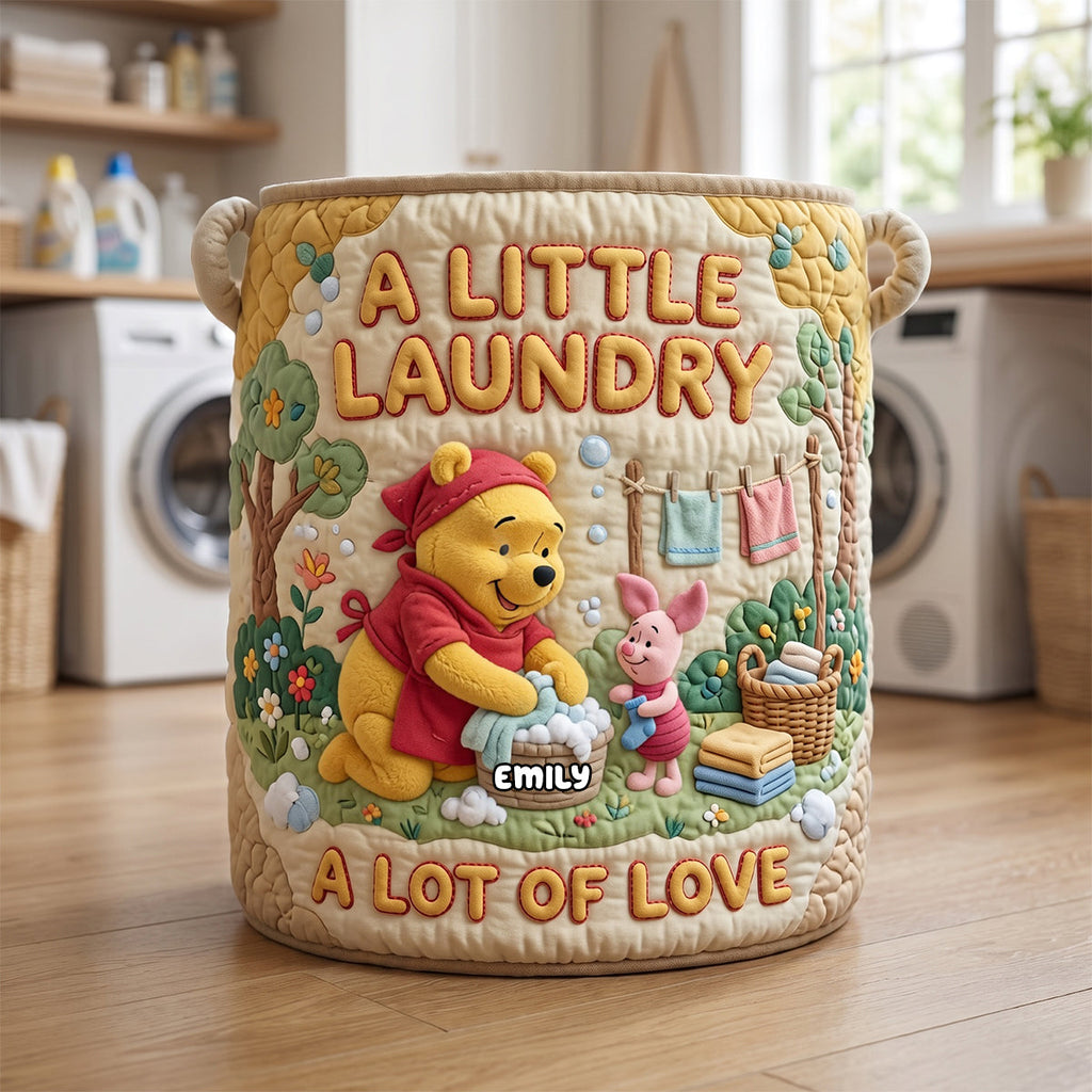 A Little Laundry A Lot Of Love Quilted Laundry Basket - Personalized Gifts 04tydh300626