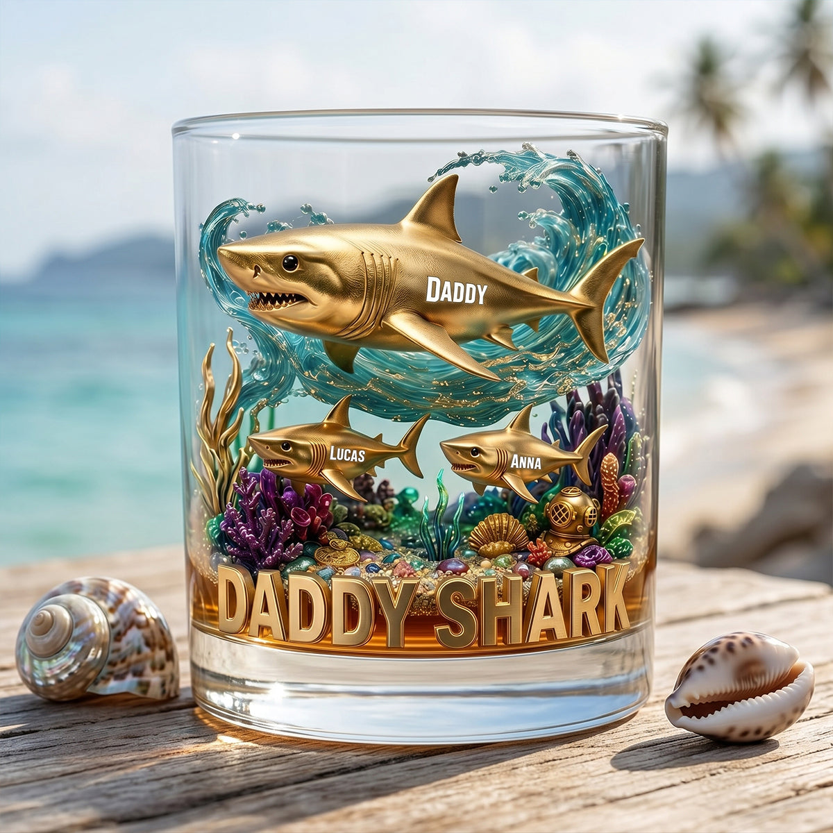 Shark Dad Round Glass - Personalized Gifts For Dad 02tytn260526