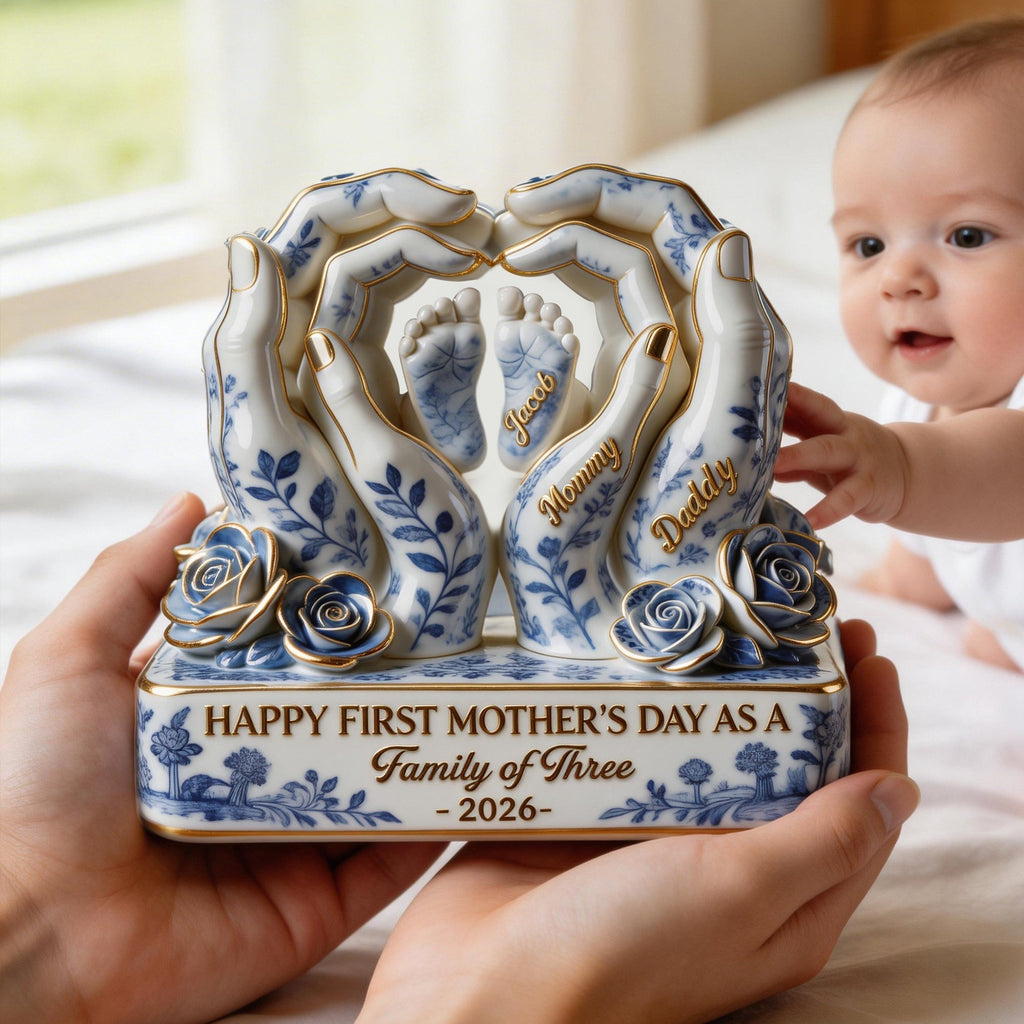 Toile De Jouy Family First Mother's Day Plaque - Personalized Gifts For Moms 02QHLU130326