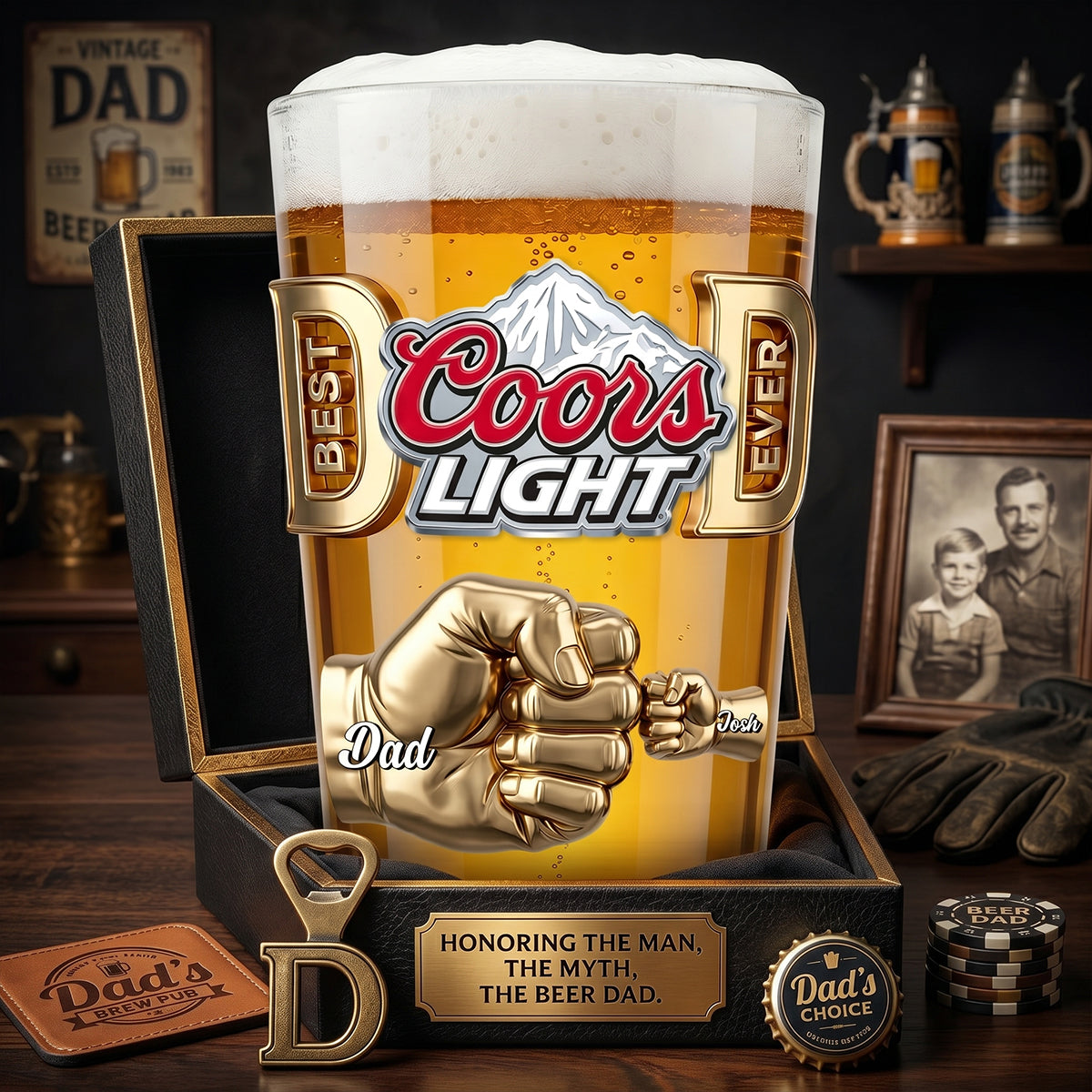 Family Fist Bump Tumbler Glass - Personalized Gifts For Dad 01NADT220526
