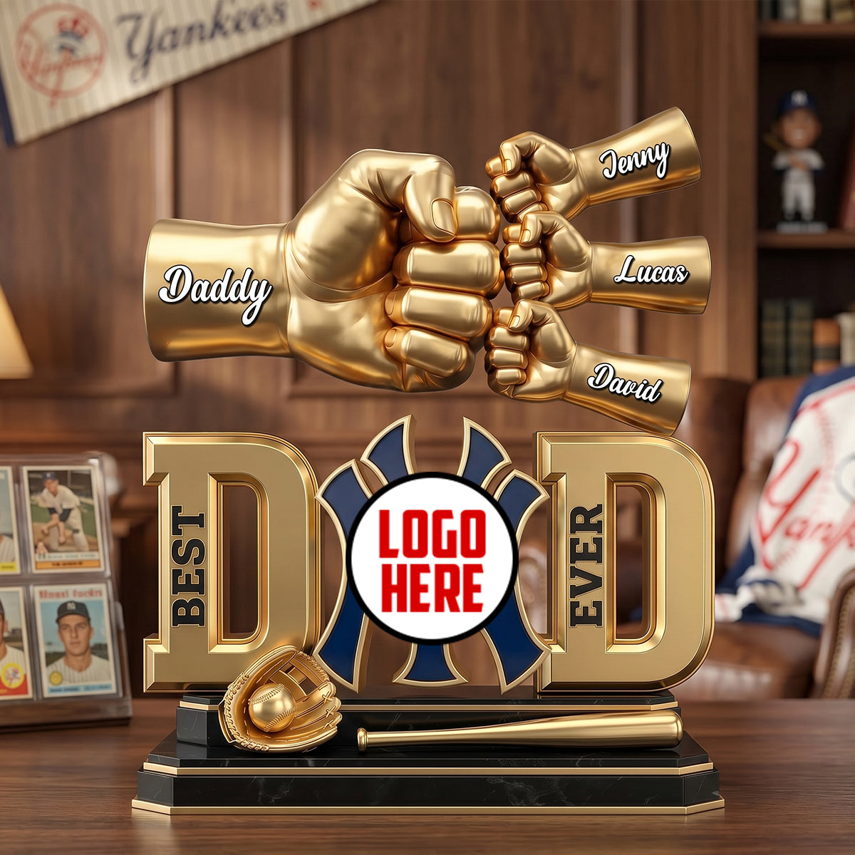Team Spirit Dad & Kids Fist Bump Plaque - Personalized Gift For Dads 02NATN230526