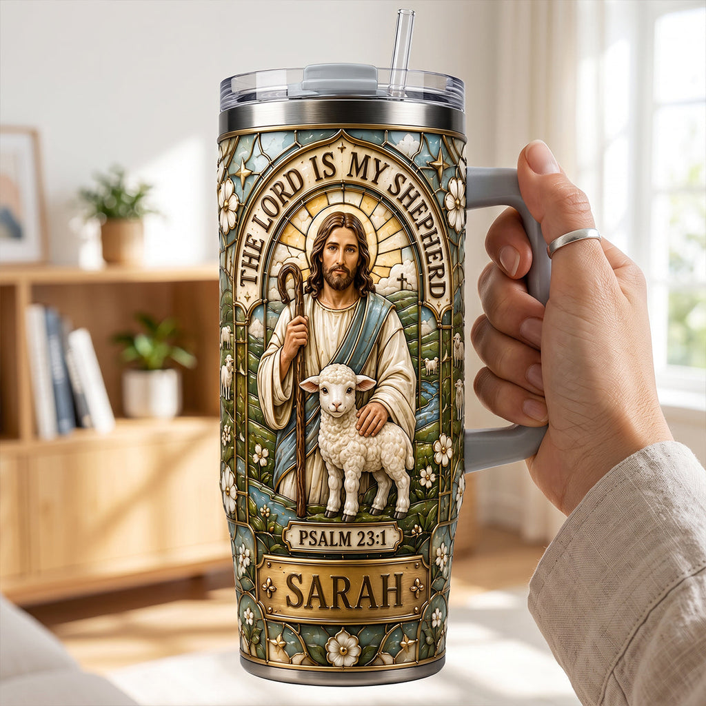 The Lord Is My Shepherd Tumbler With Handle - Personalized Gifts For Christians 03hatn060726