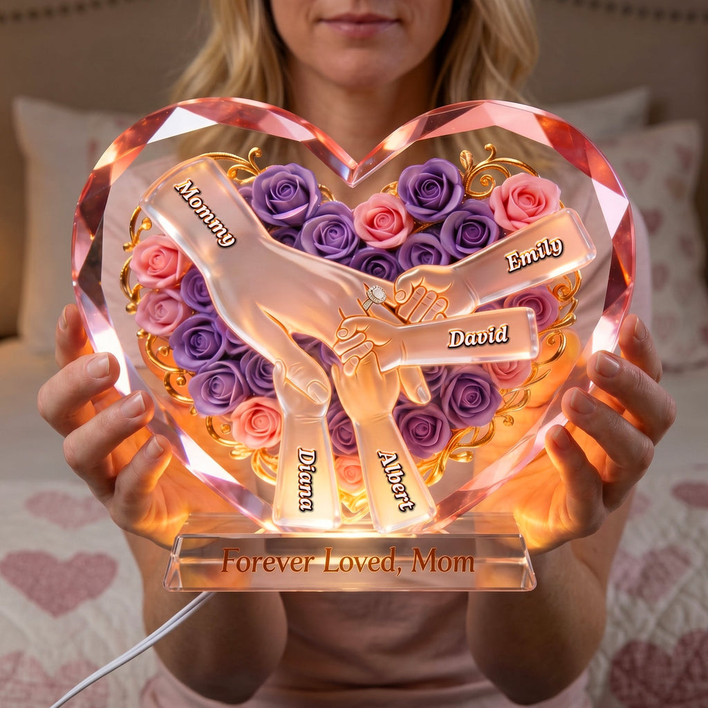 Hand Of Love Acrylic Light Box - Personalized Gifts For Mother's Day 02NAQN150426
