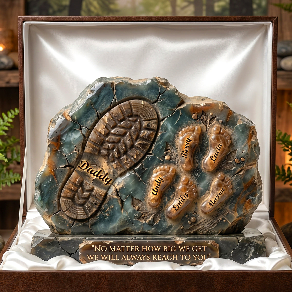 Daddy And Kids Footprint Acrylic Plaque - Personalized Gifts For Dad 05TODH050526