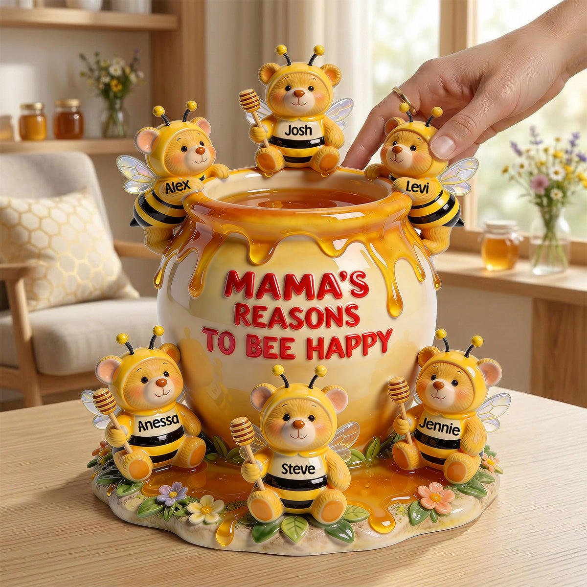 Reason To Bee Happy Bee Mom And Kids Acrylic Plaque - Personalized Gifts For Mother's Day Plaque 01TOMG190326
