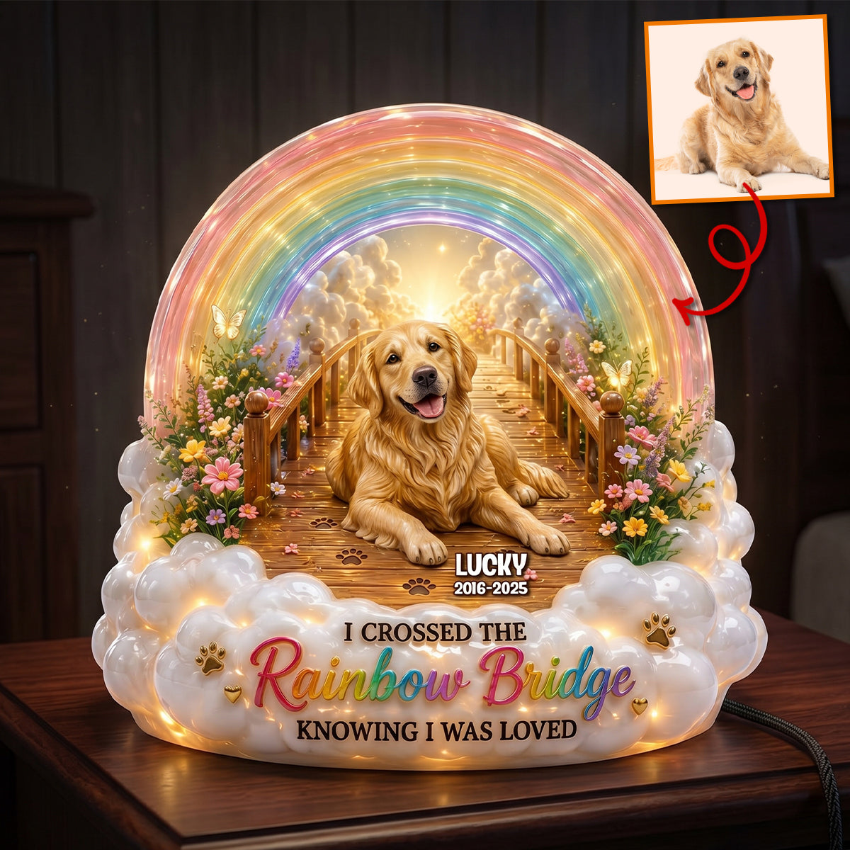 Memorial Heaven Dog Acrylic Lightbox - Custom Photo Gifts For Dog Lovers 03natn050626