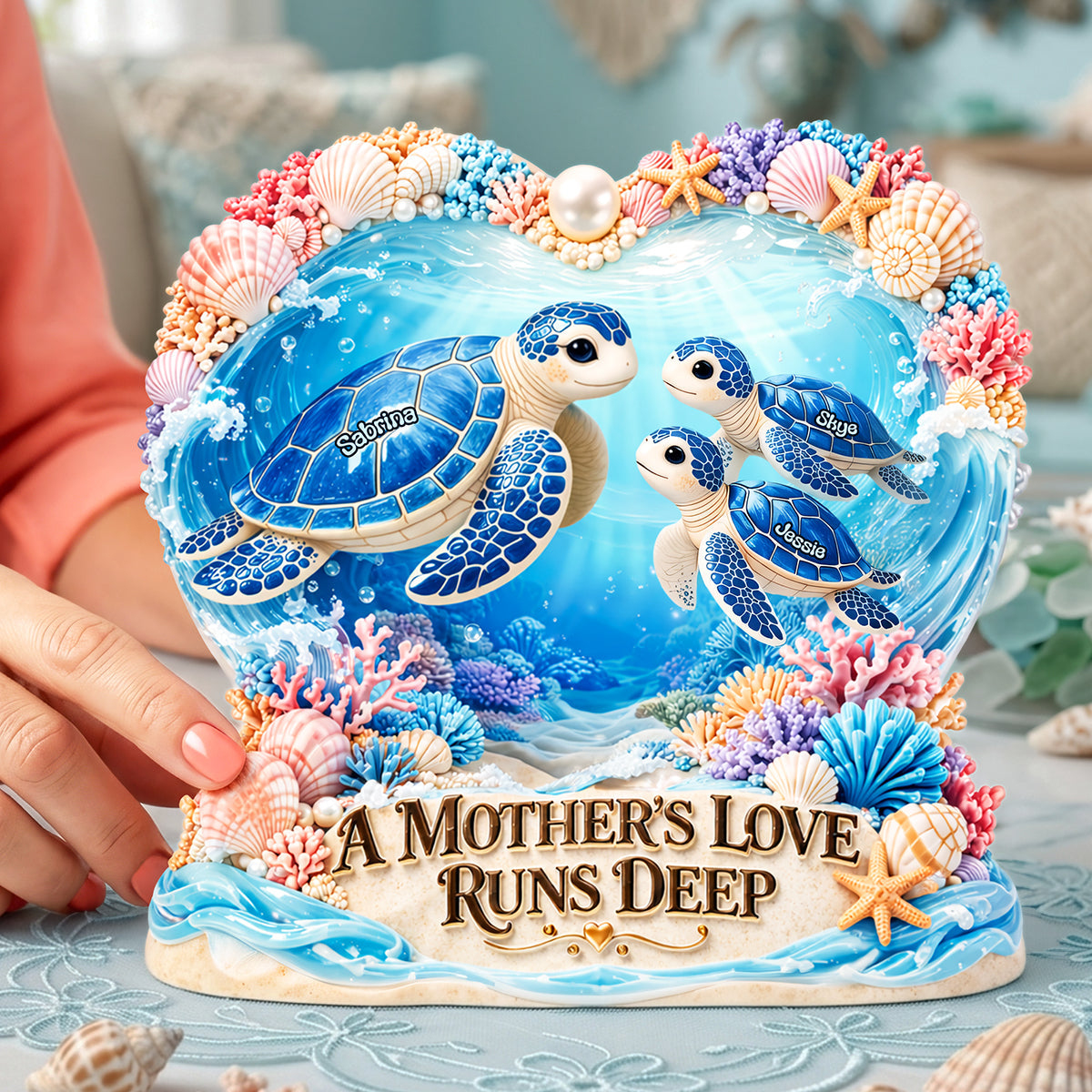 Turtle Mom Acrylic Plaque - Personalized Gifts For Mothers 04tyta200326