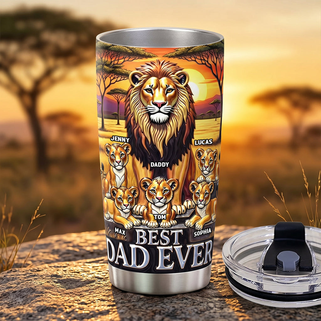 Lion Dad And Kid 20oz Tumbler - Personalized Gifts For Father's Day Tumbler 04TOTN050526