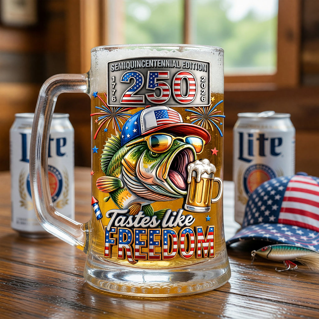 Badass Fish Freedom Party Beer Glass - Personalized Gifts For Fishing Lovers 06QHQN050626