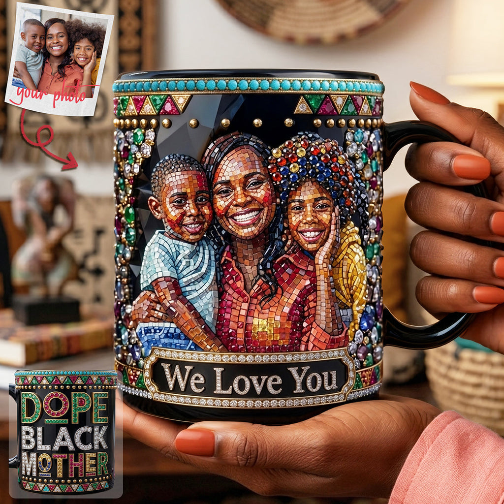 Custom Photo Black Mom Coffee Mug - Personalized Gifts For Mom 01huta130426