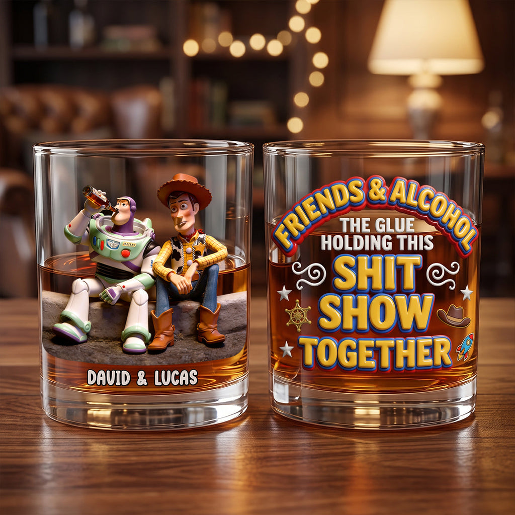 Friends And Drinks Round Glass - Personalized Gifts For Friends 03totn300626