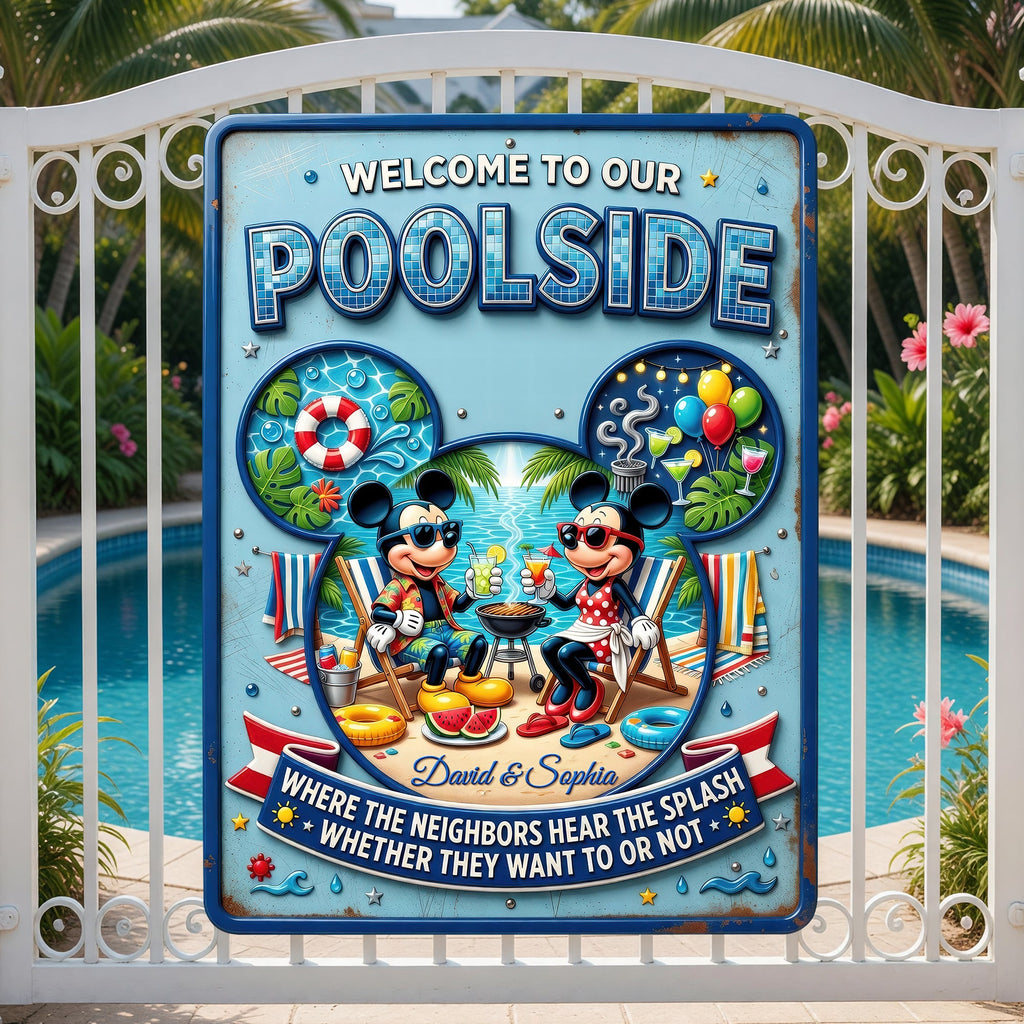 Welcome To Our Poolside Metal Sign - Personalized Gifts For Couples 05toqn180626
