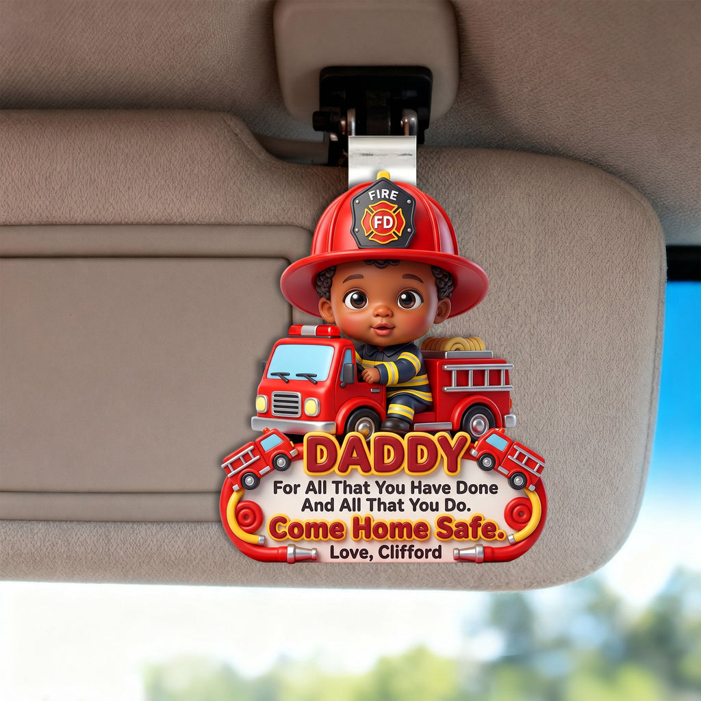 Firefighter Hero Dad - Custom Photo Acrylic Car Visor Clip Gifts For Dad 03HULU270526