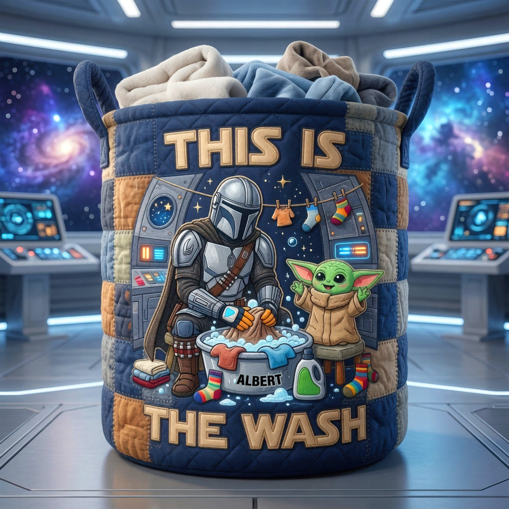 Legend Warrior Doing Laundry Quilted Laundry Basket - Personalized Gifts 08tyqn090726