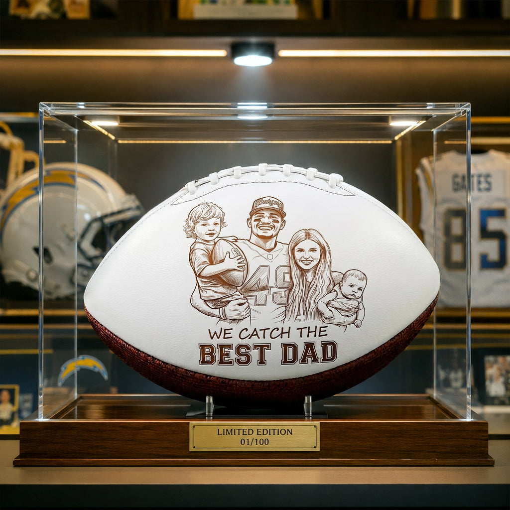Catch The Best Dad Football Ball - Custom Photo Gifts For Dad 02QHLU290526
