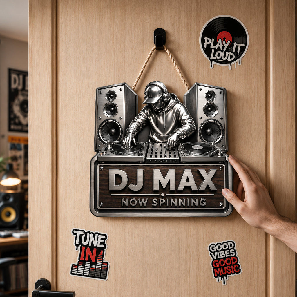 DJ Room Custom Name Cut Metal Sign - Personalized Gifts For DJ Metal Sign 02NADH170626