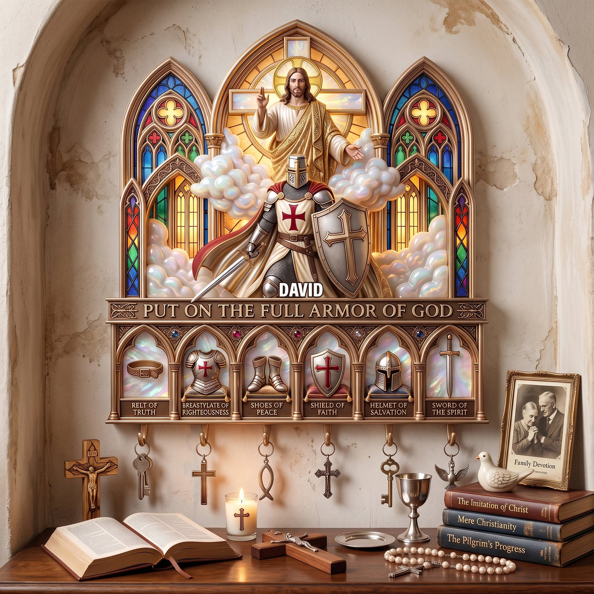 Full Armor Of God Acrylic Key Hanger- Personalized Christian Gifts 01palu140726