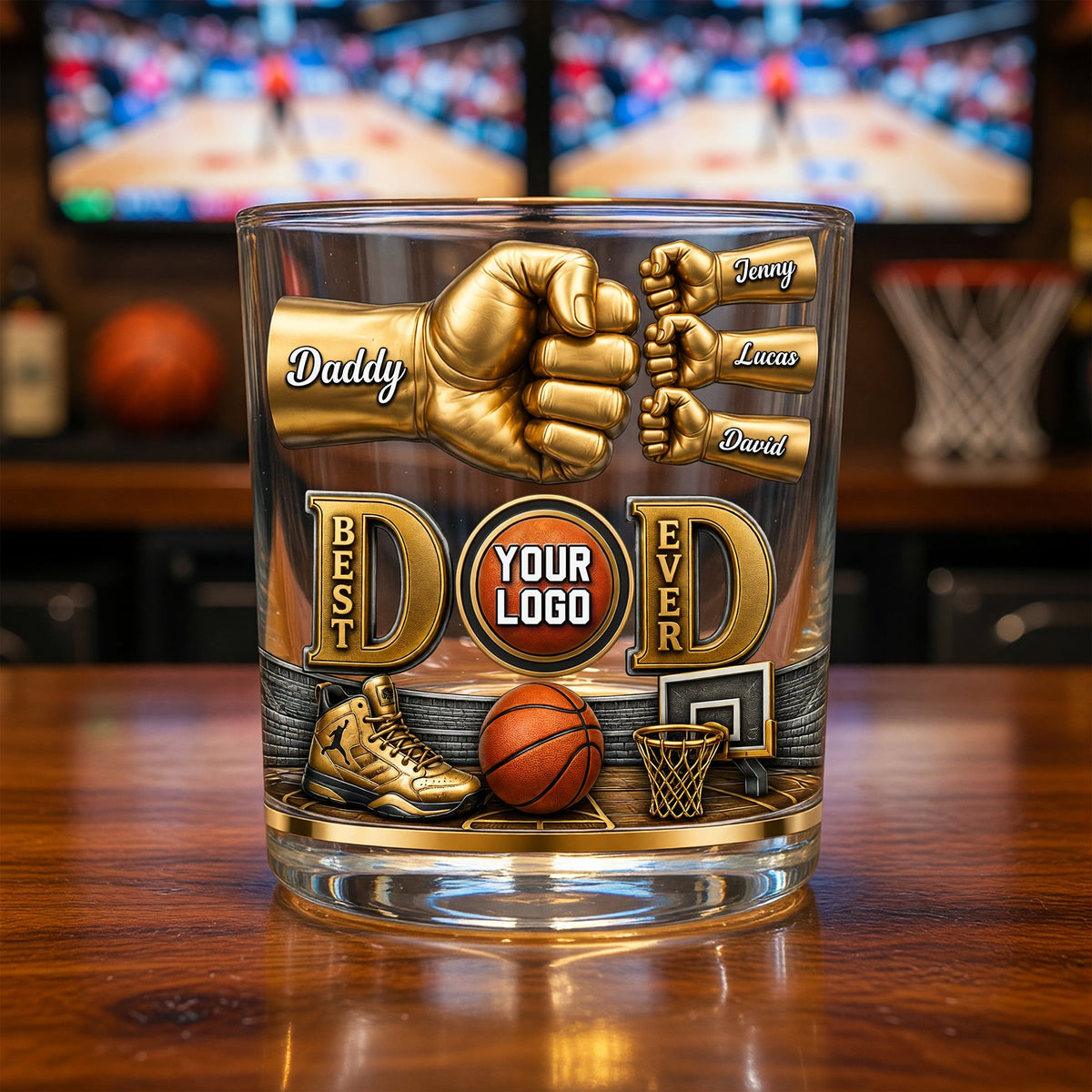 Sport Lover Dad 11oz Round Glass - Personalized Gifts For Father's Day Glass 03NAQN010626