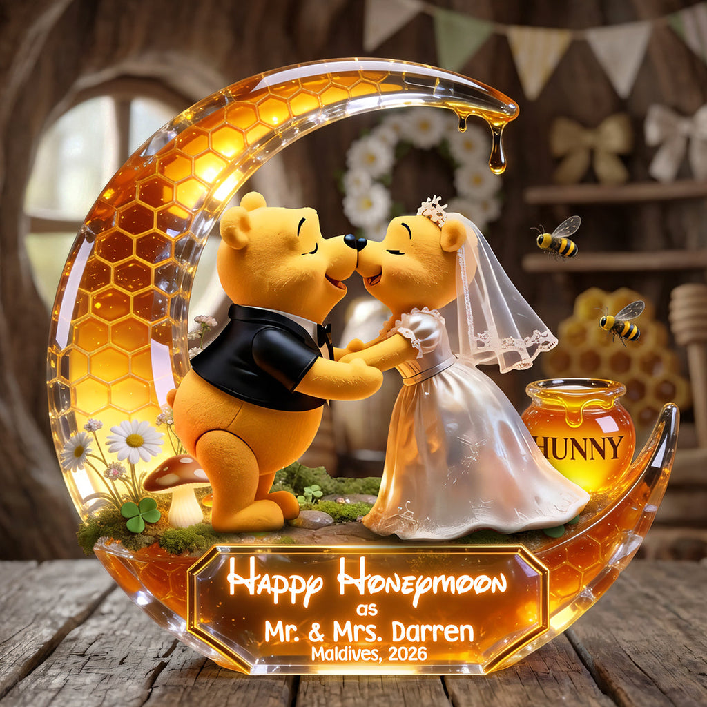 Cute Soft Honey Moon Couple Plaque, Personalized Gifts For Newlywed Couple 02qhta020726