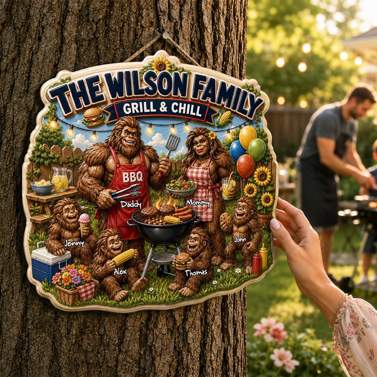 Bigfoot Family Grilling Metal Sign - Personalized Gifts For Family 02nadh260626