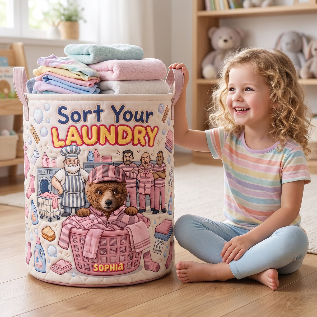 Fun Color Bleeding Quilted Laundry Basket, Personalized Gifts 02qhqn110726