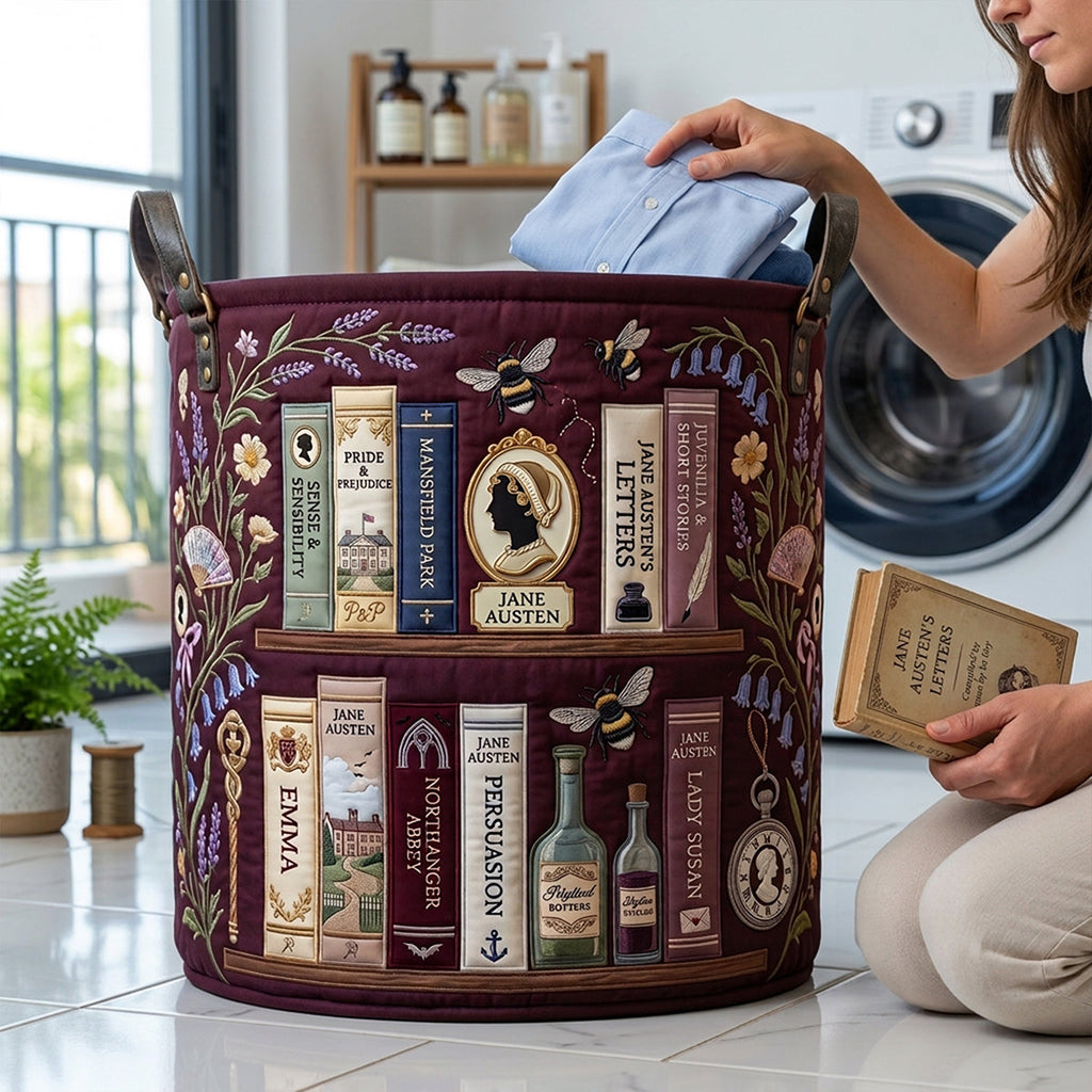 Social Satire & Romance Collection Quilted Laundry Basket - Personalized Gifts For Book Lovers 03qhta130726